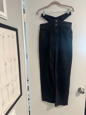 American Eagle Size 2 Black Crossover Waist High Rise Jeans Y2K Denim